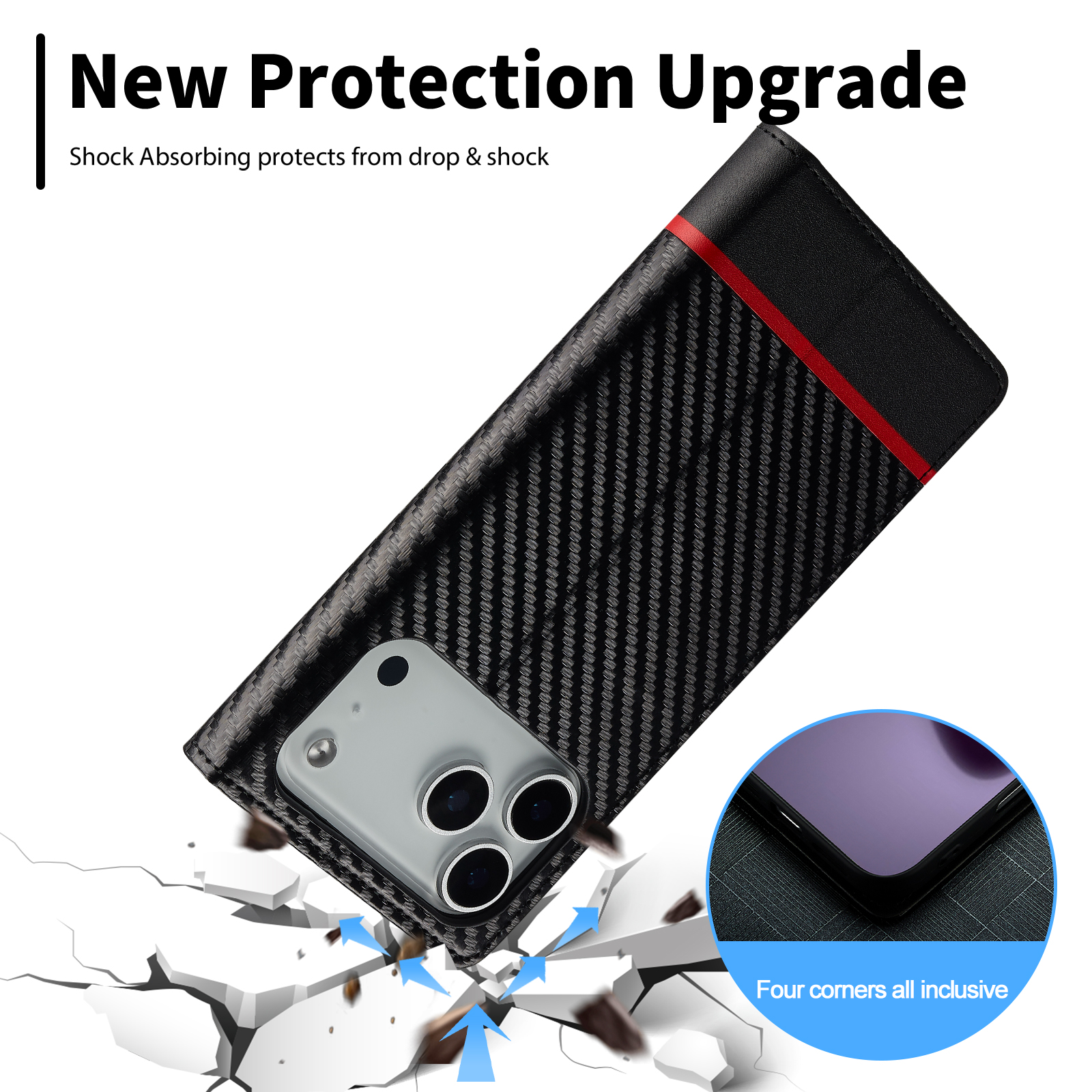 Leather X - Carbon Fiber PU Leather Flip Case