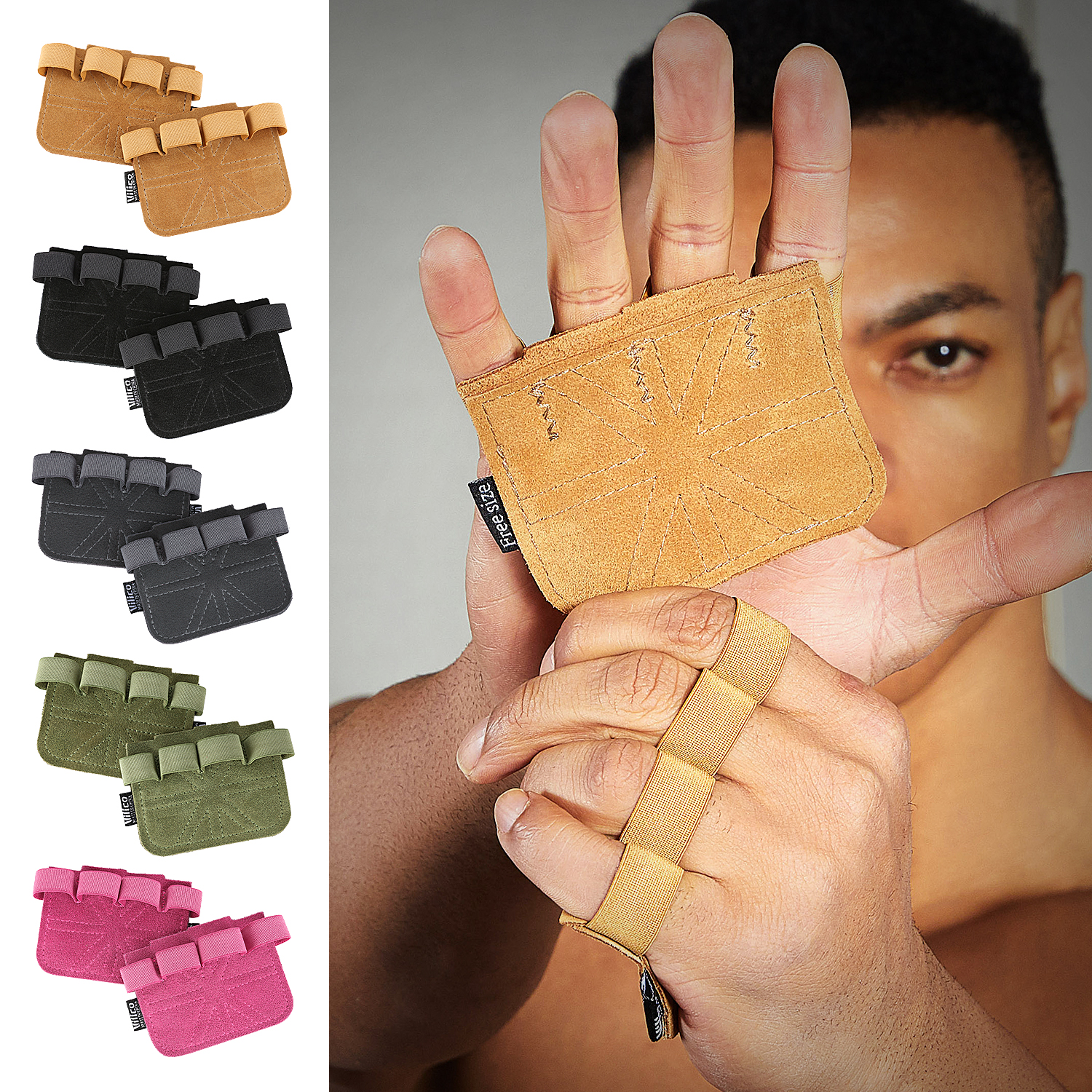 Leather Workout Belt - 1 Pair Cowhide Gym Gloves Grips