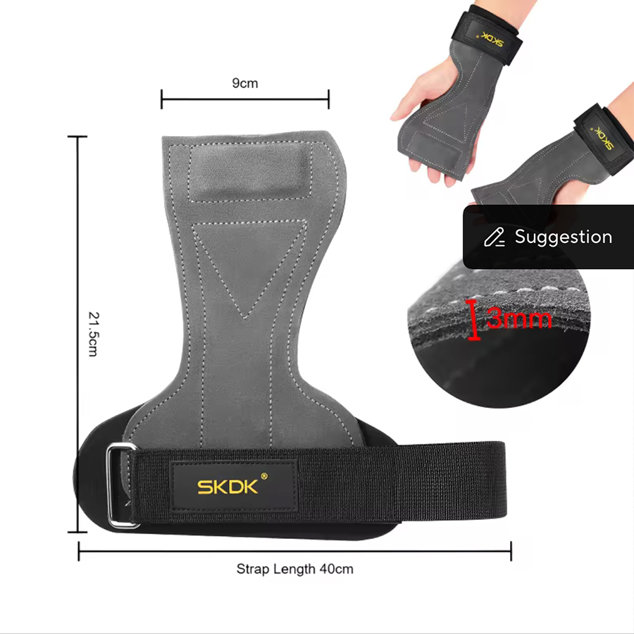 2Pcs Cowhide Gym Gloves Grips  – Leather Workout Belt recenzja i cena